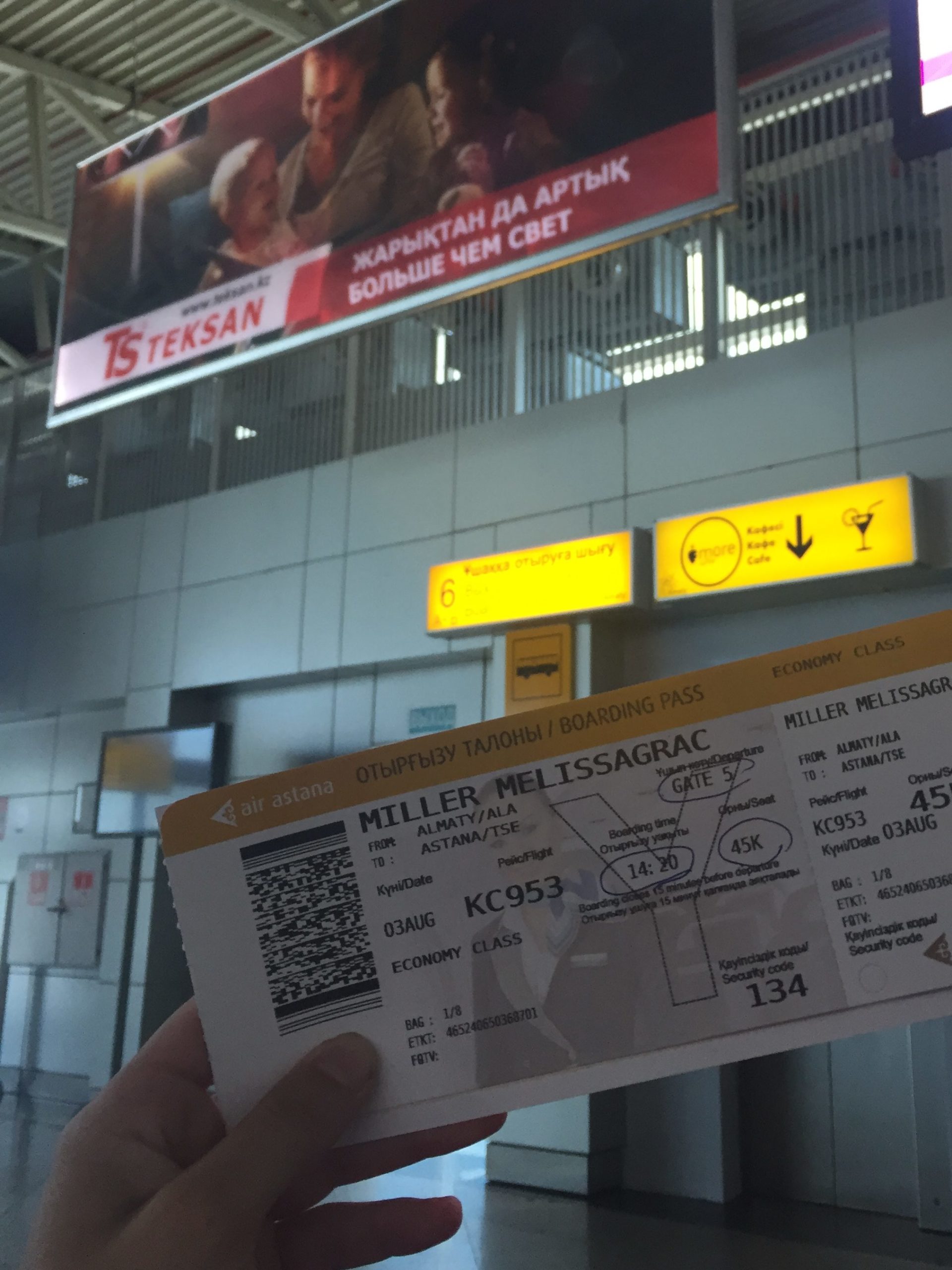A plane ticket from Almaty to Nur-Sultan - How to get around Kazakhstan