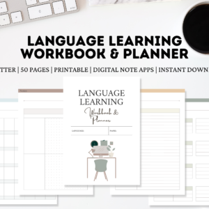 example pages of Language Learning Workbook and Planner