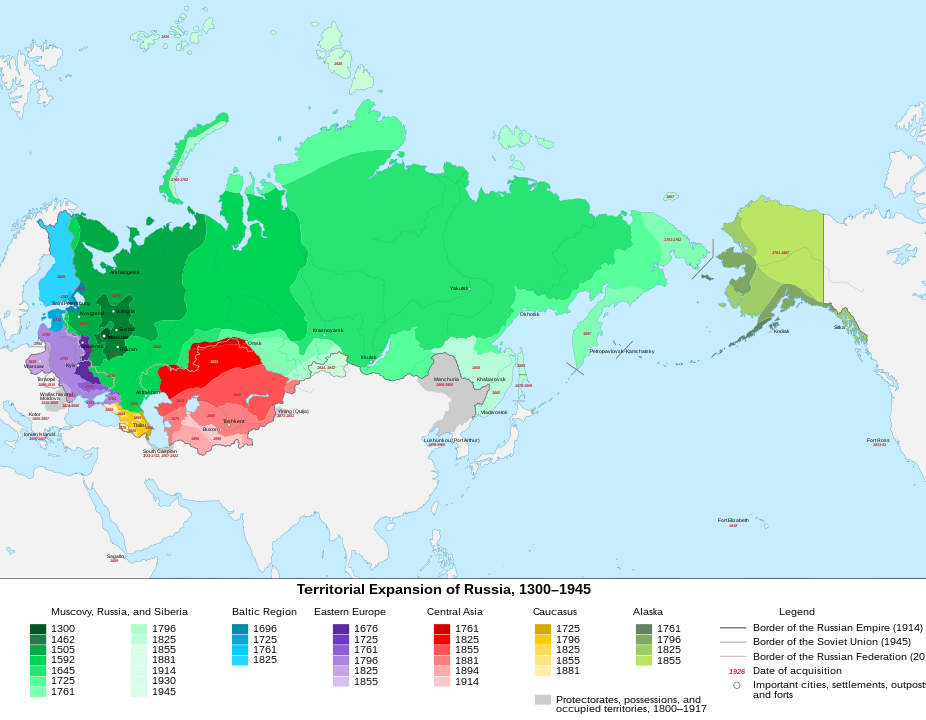 Territorial Expansion of Russia from 1300-1945 | The History of the Baltics