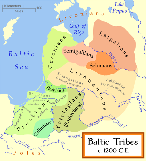 A map of the Baltic Tribes around 1200 C.E. | The History of the Baltics