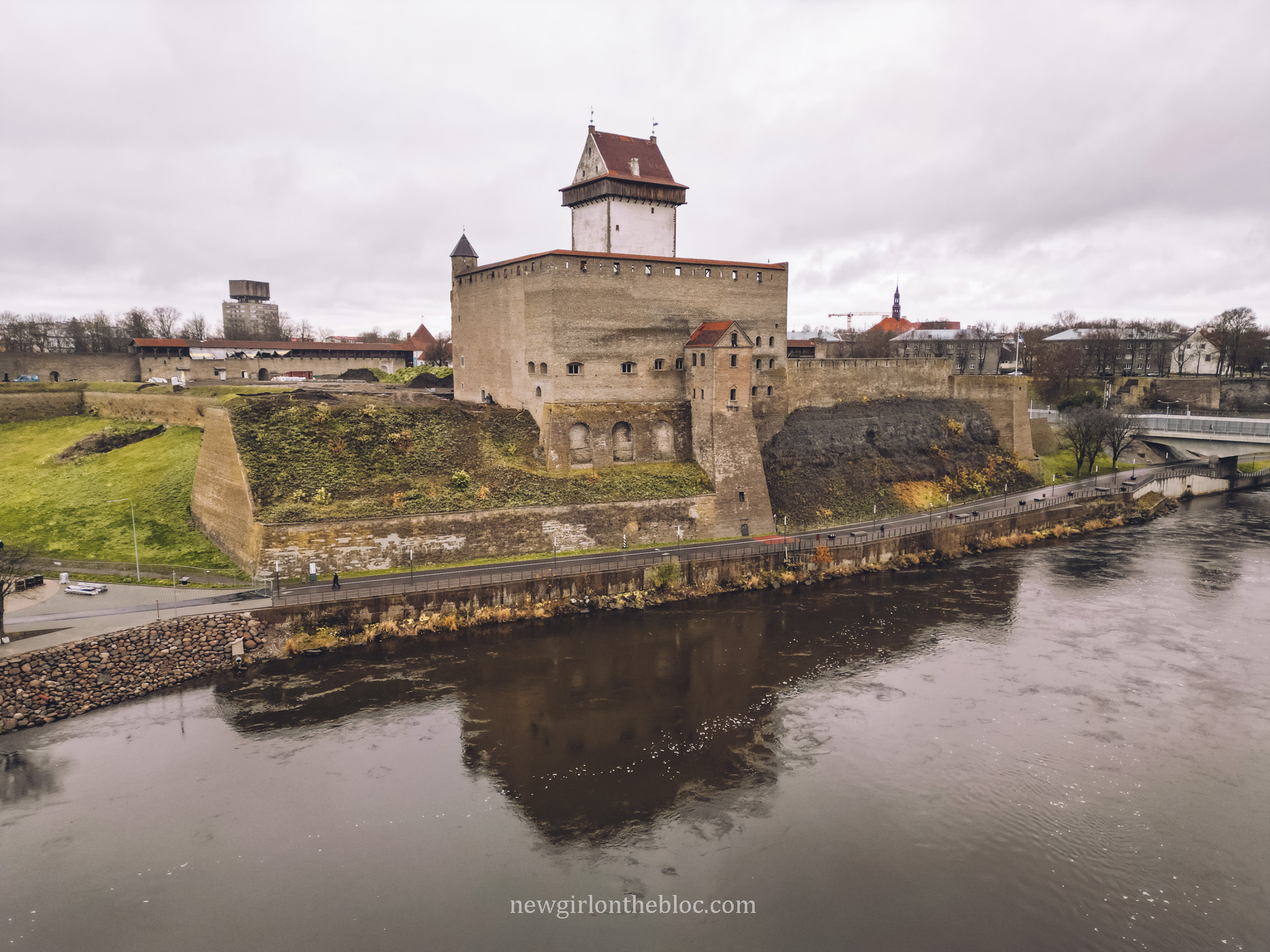 Narva Castle in Estonia on a cloudy day